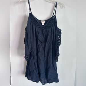 Amuse Black Crochet Cold Shoulder Dress